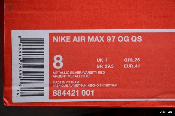 BULLET” “SILVER NIKE AIR MAX 97 884421-001 0320